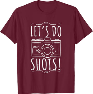 Let's Do Shots Photography Vintage Camera T-Shirt - T-Shirt | Maroon