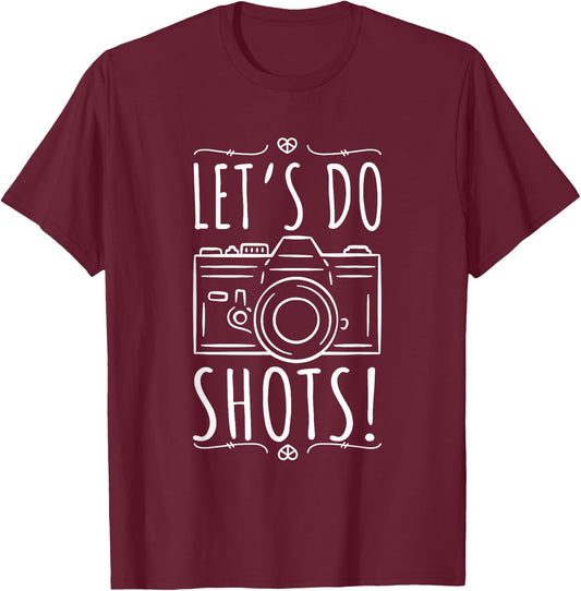 Let's Do Shots Photography Vintage Camera T-Shirt - T-Shirt | Maroon