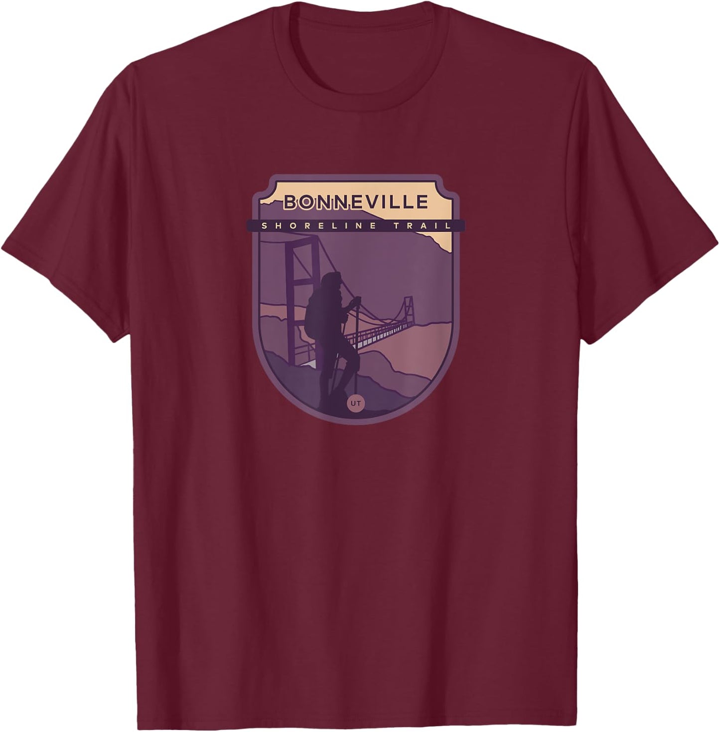 Bonneville Shoreline Trail – Utah hiker T-Shirt - T-Shirt | Maroon