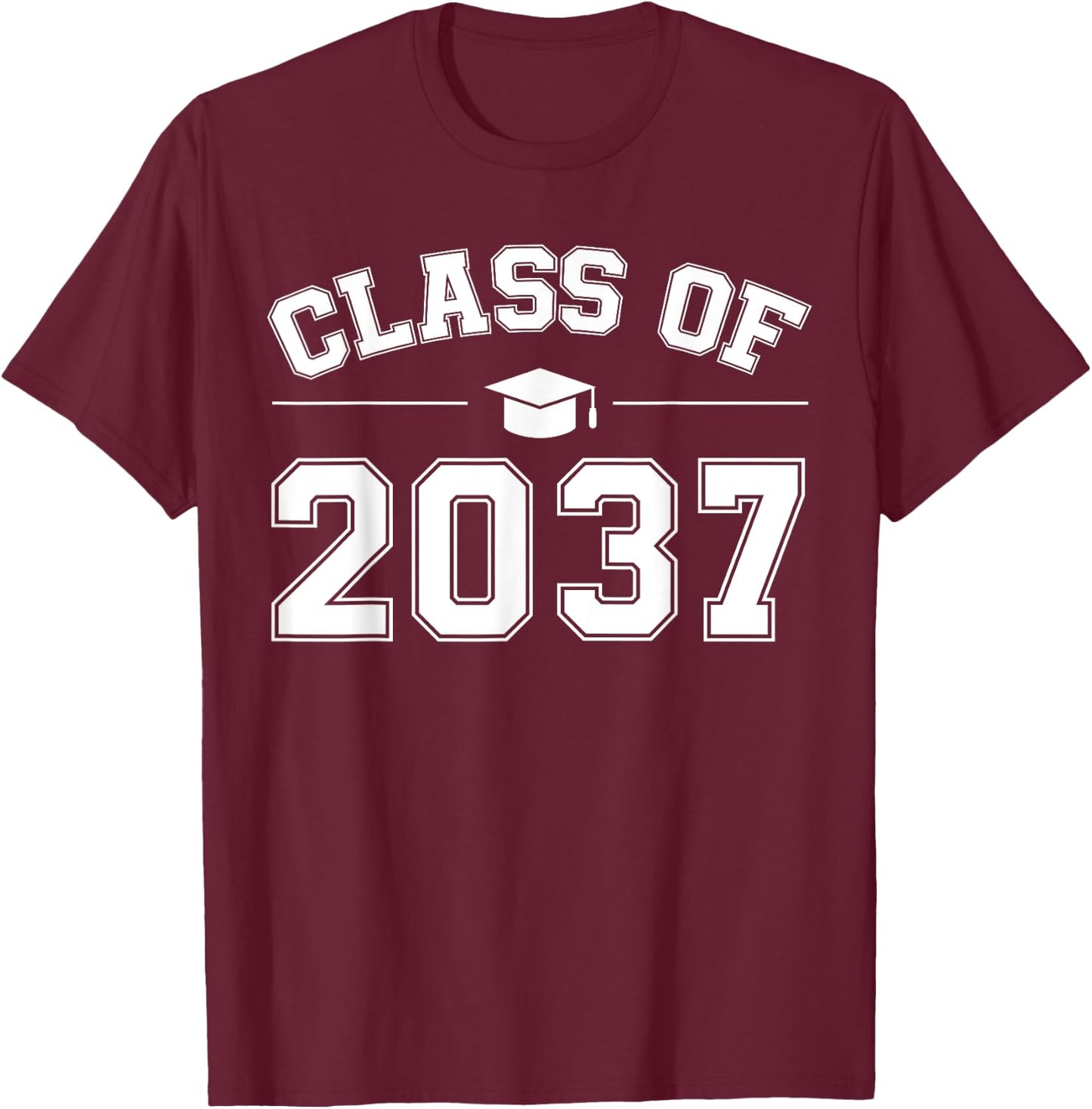 Class of 2037 Grow With Me First Day of School Graduation T-Shirt - T-Shirt | Maroon