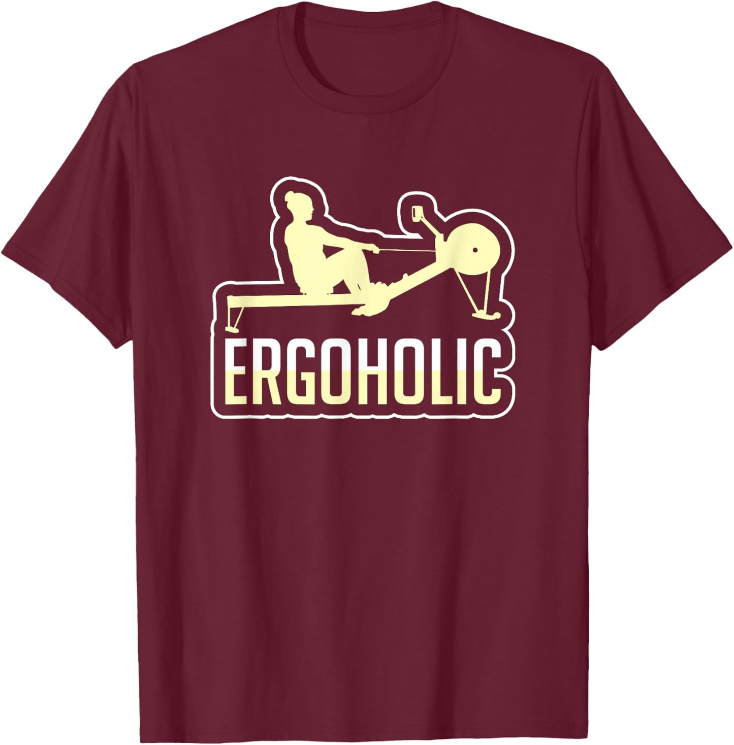 Rowing Machine Exercise Erg Workout Fitness Funny Ergometer T-Shirt - T-Shirt | Maroon