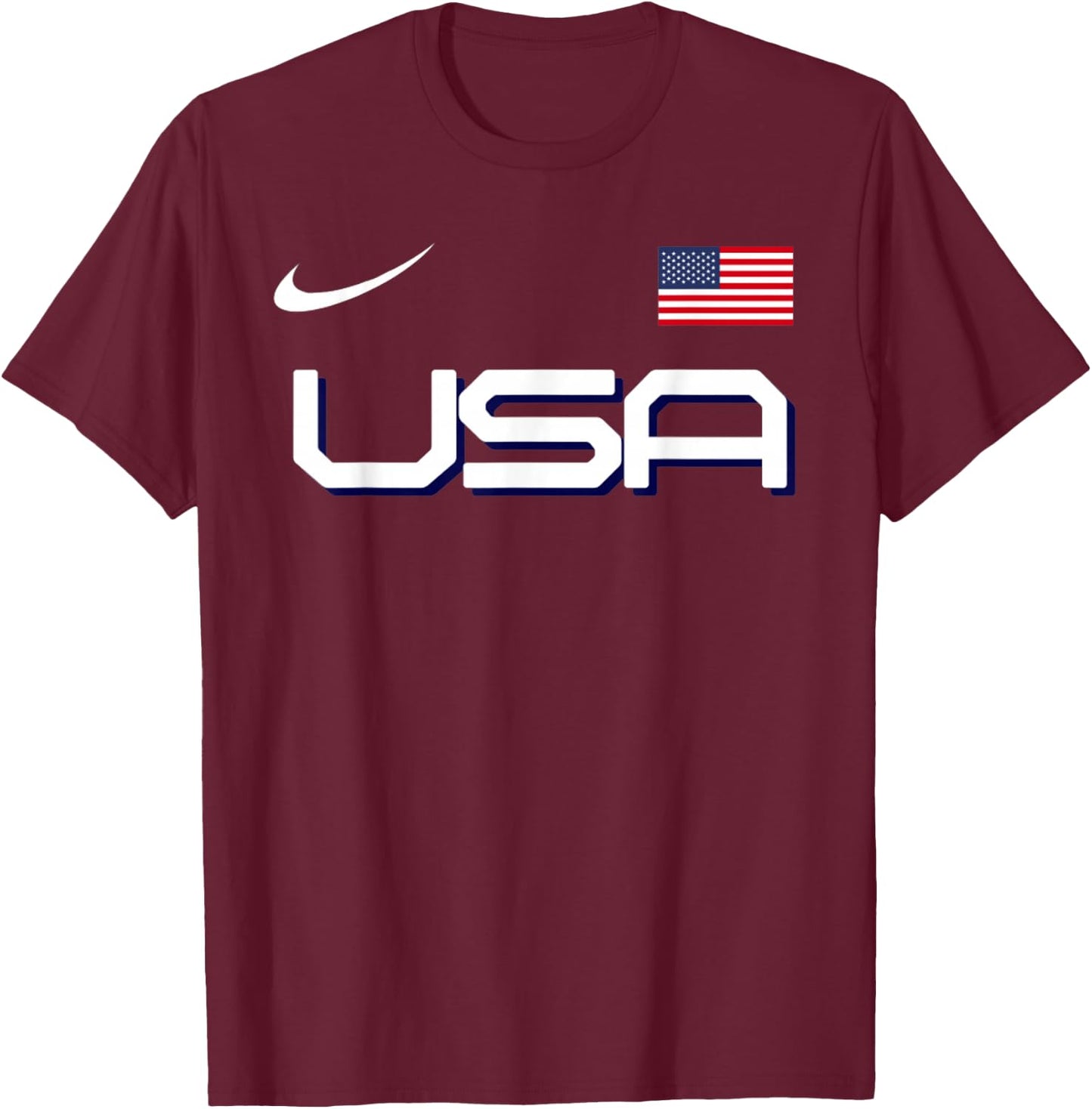 Patriotic USA Sports Style T-Shirt - T-Shirt | Maroon
