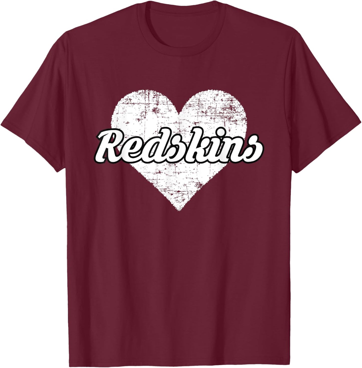 Redskins Over Distressed Heart Goshen T-Shirt - T-Shirt | Maroon