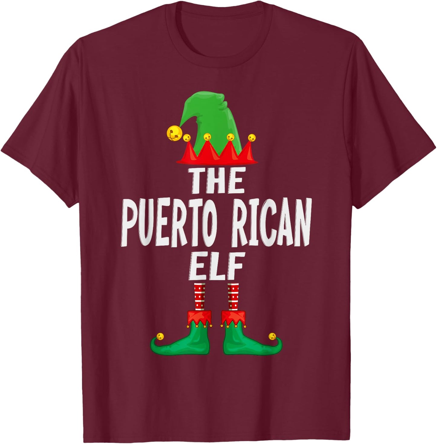 The Puerto Rican Elf Matching Family Christmas T-Shirt - T-Shirt | Maroon