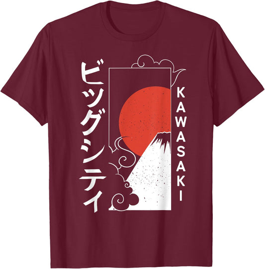 Kawasaki City 90s Retro Japan Aesthetics 80s Kawasaki T-Shirt - T-Shirt | Maroon