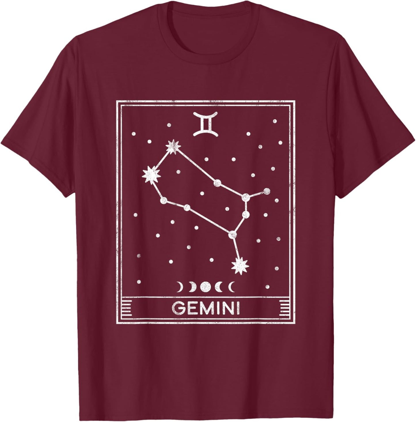 Gemini Star Sign T-Shirt - T-Shirt | Maroon