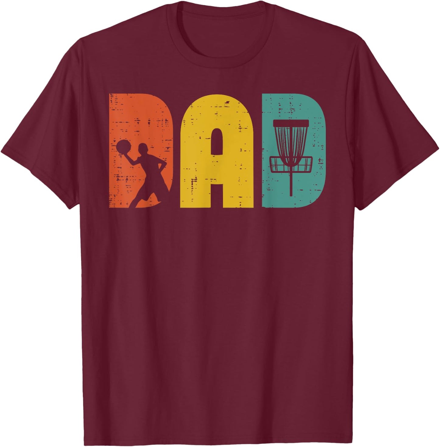 Disc Golf Dad Retro Frisbee Frolf Fathers Day Daddy Papa Men T-Shirt - T-Shirt | Maroon