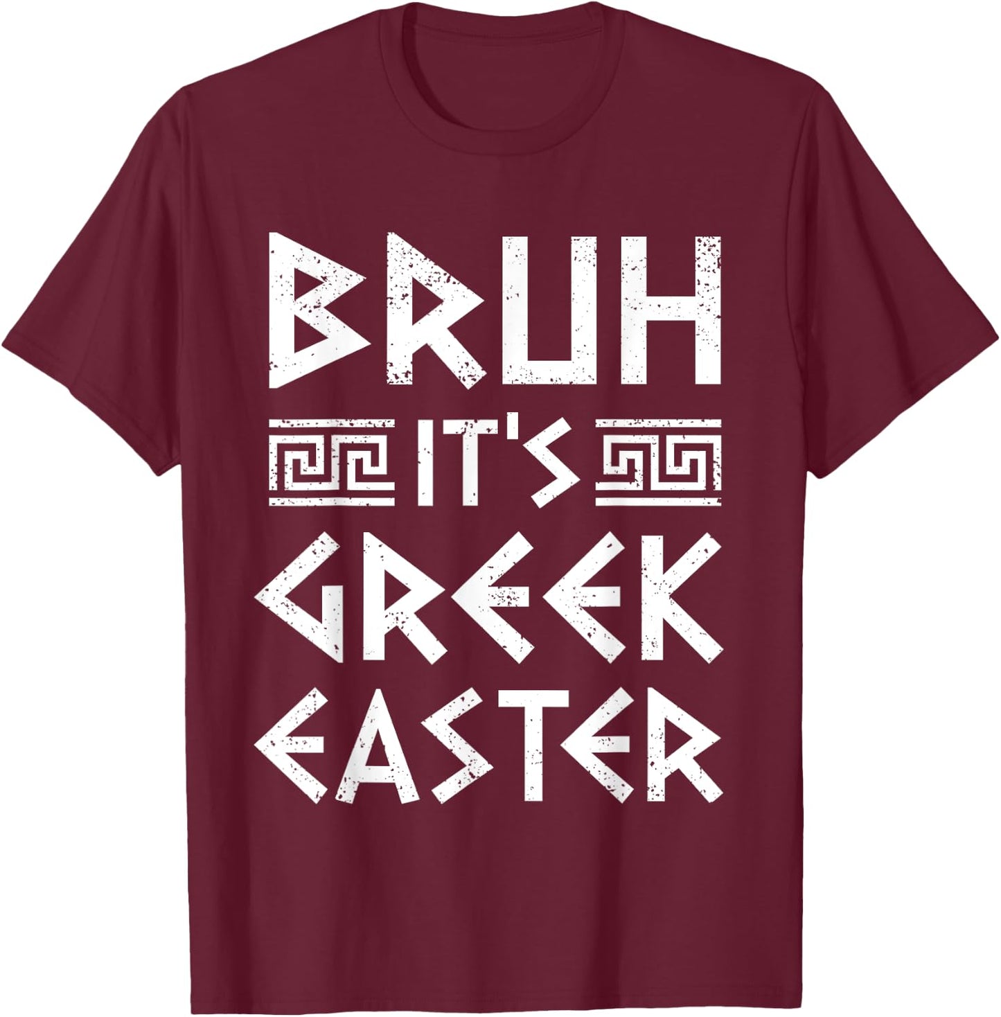 Bruh It's Greek Easter Funny Orthodox Greek Easter Kids T-Shirt - T-Shirt | Maroon