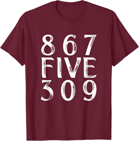 Nostalgic 8675309 Vintage Eighties Funny 80s T-Shirt - T-Shirt | Maroon