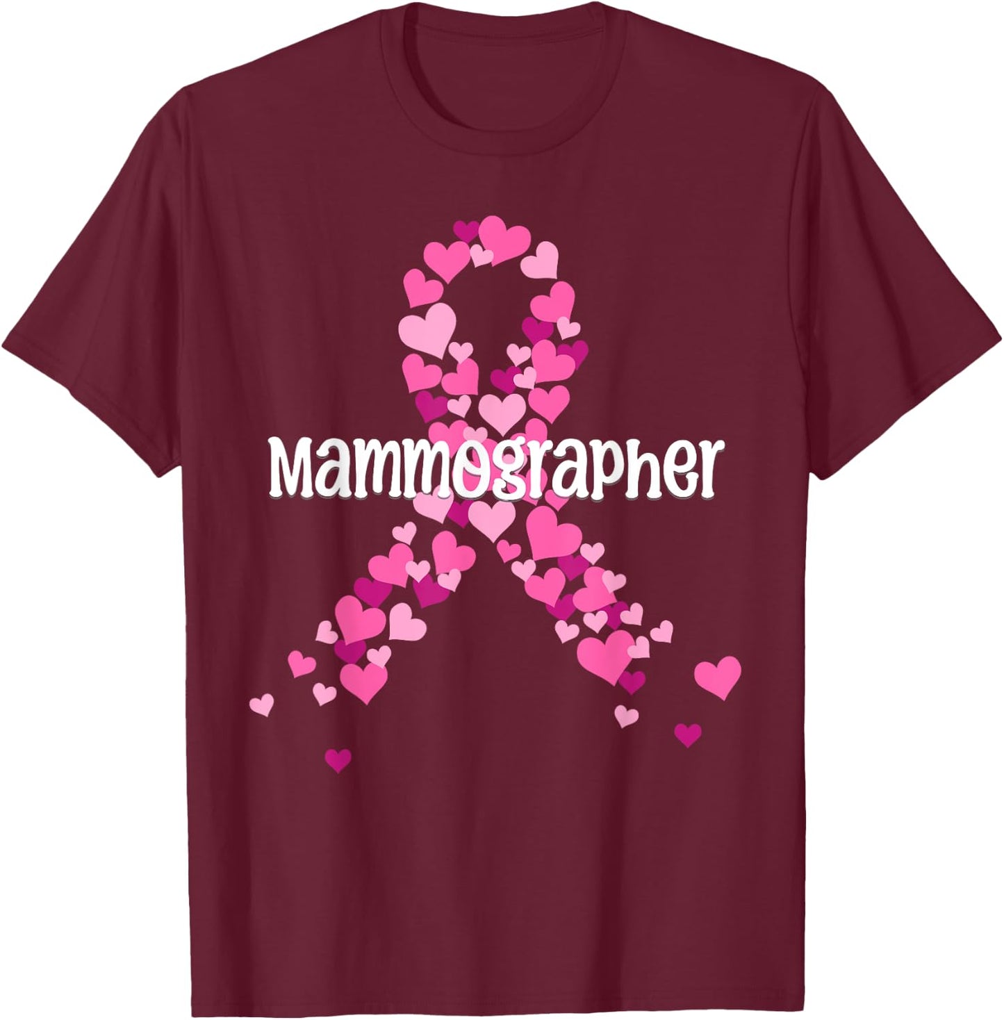 Mammographer Pink Ribbon T-Shirt - T-Shirt | Maroon