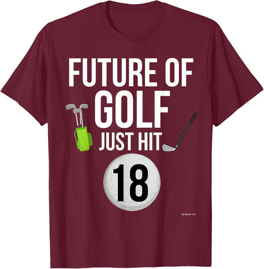 18th Birthday Golf T Shirt 18 Year Old Birthday Gift T-Shirt - T-Shirt | Maroon