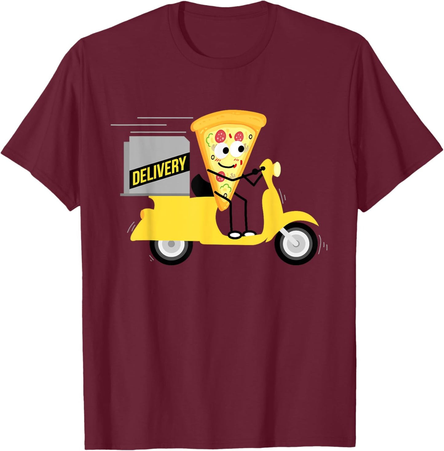 Pizza Delivery Motorcycle Shirt | Cool Pizza Lovers Gift T-Shirt - T-Shirt | Maroon