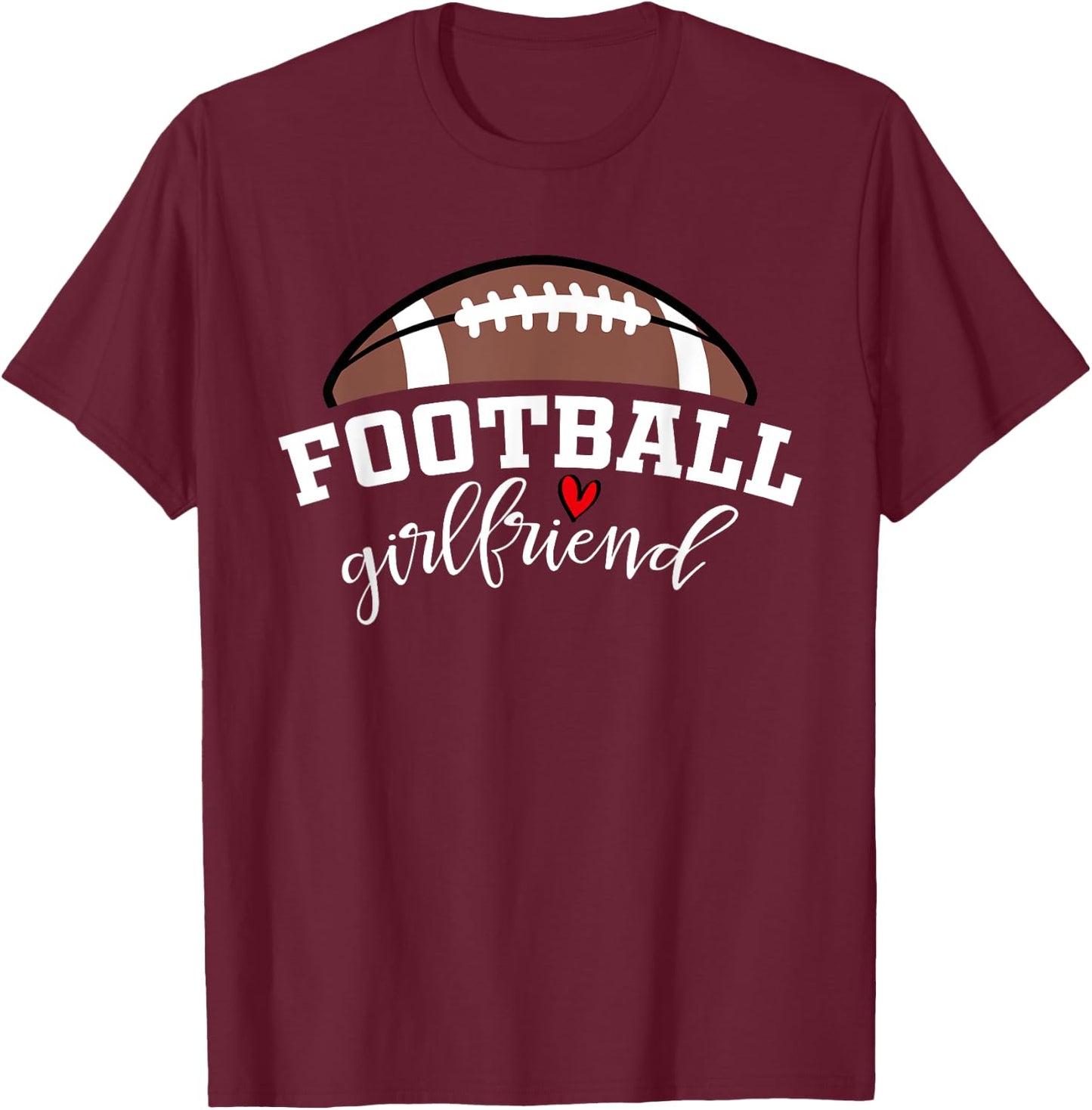 Football Girlfriend Biggest Fan Game Day Football Cheer T-Shirt - T-Shirt | Maroon