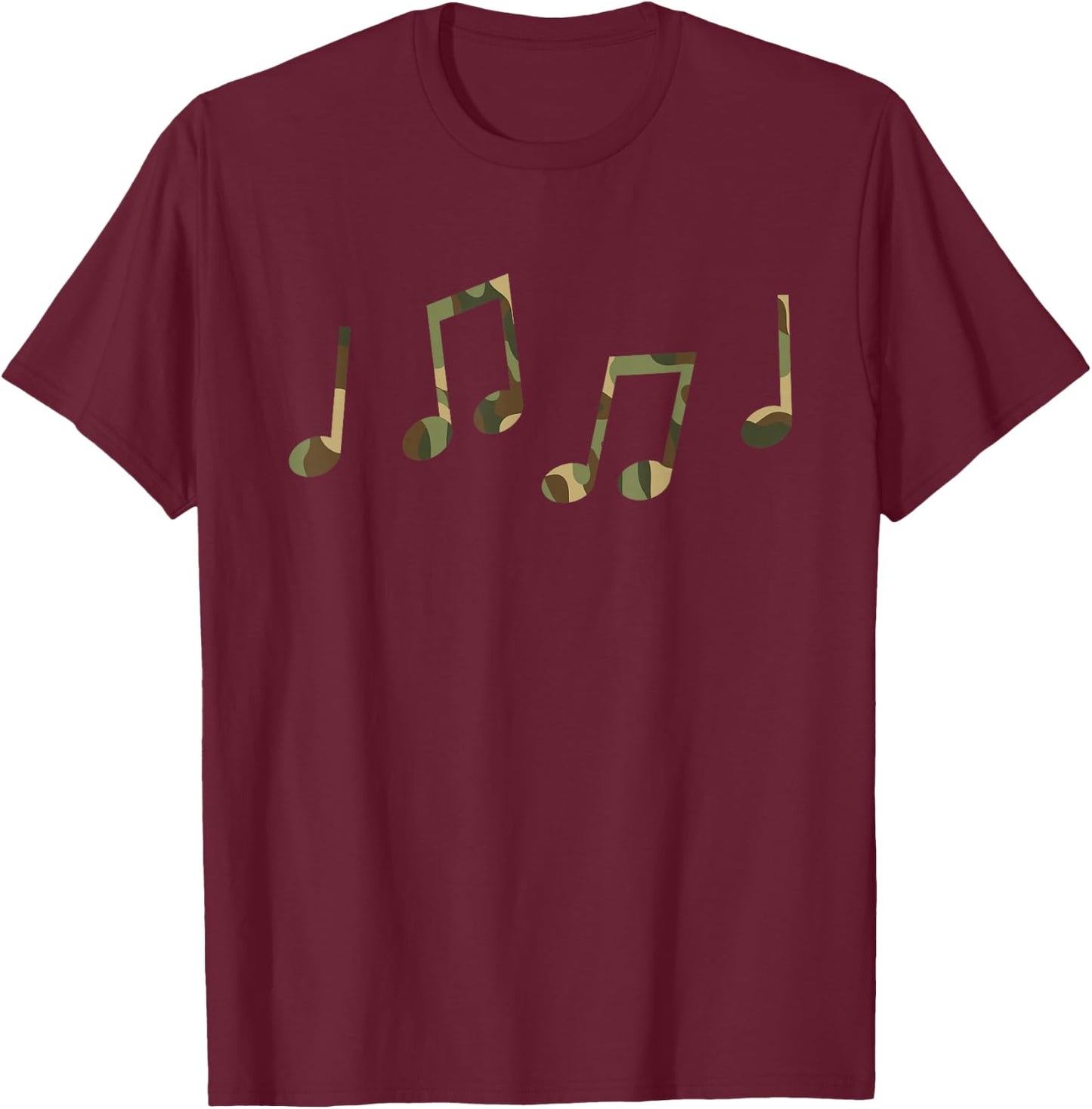 Camo Musician Camouflage Music Notes Camo Music Teacher T-Shirt - T-Shirt | Maroon