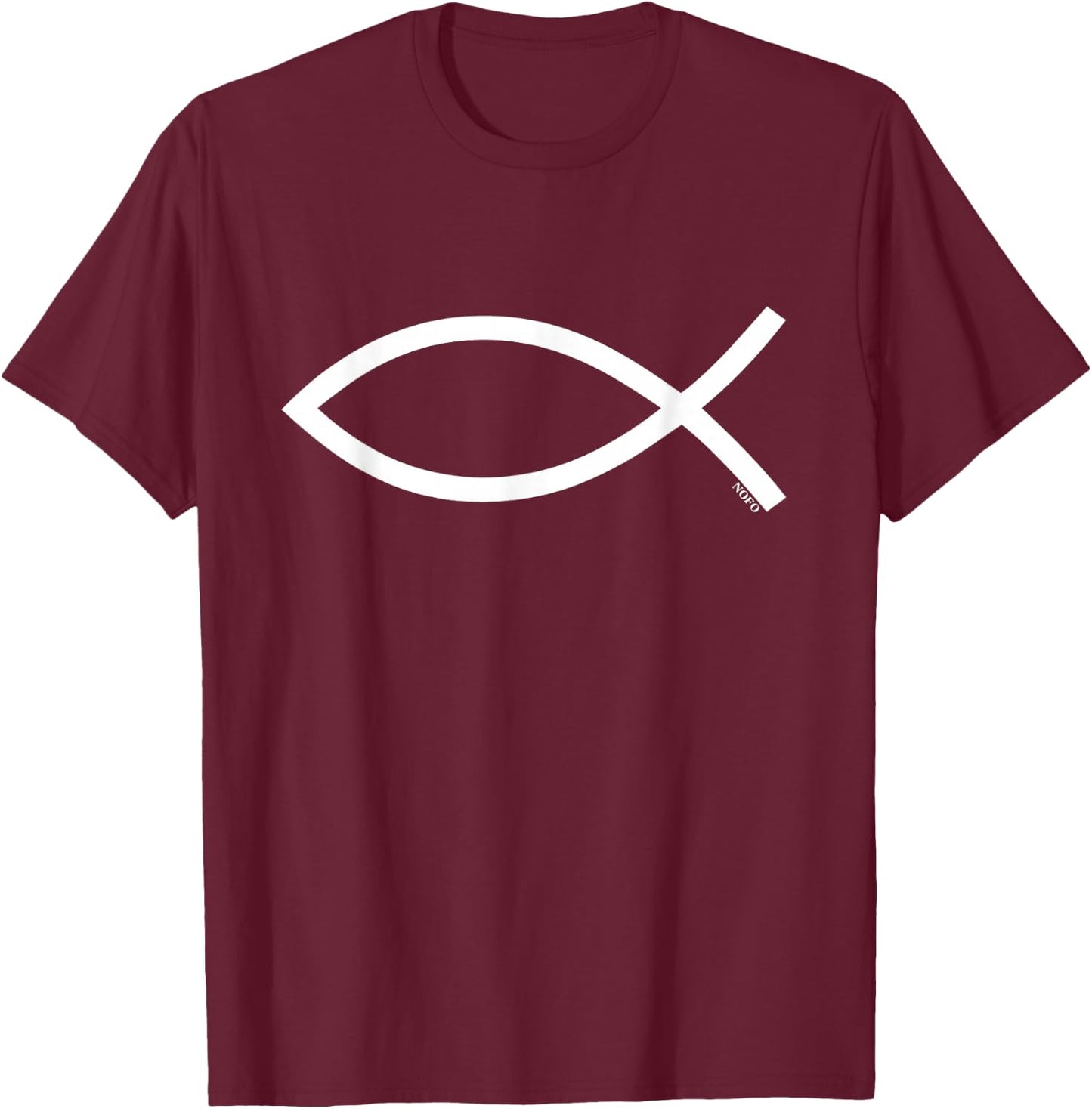 Ichthys, Ichthus, Christian Symbol, Jesus Fish T-Shirt - T-Shirt | Maroon