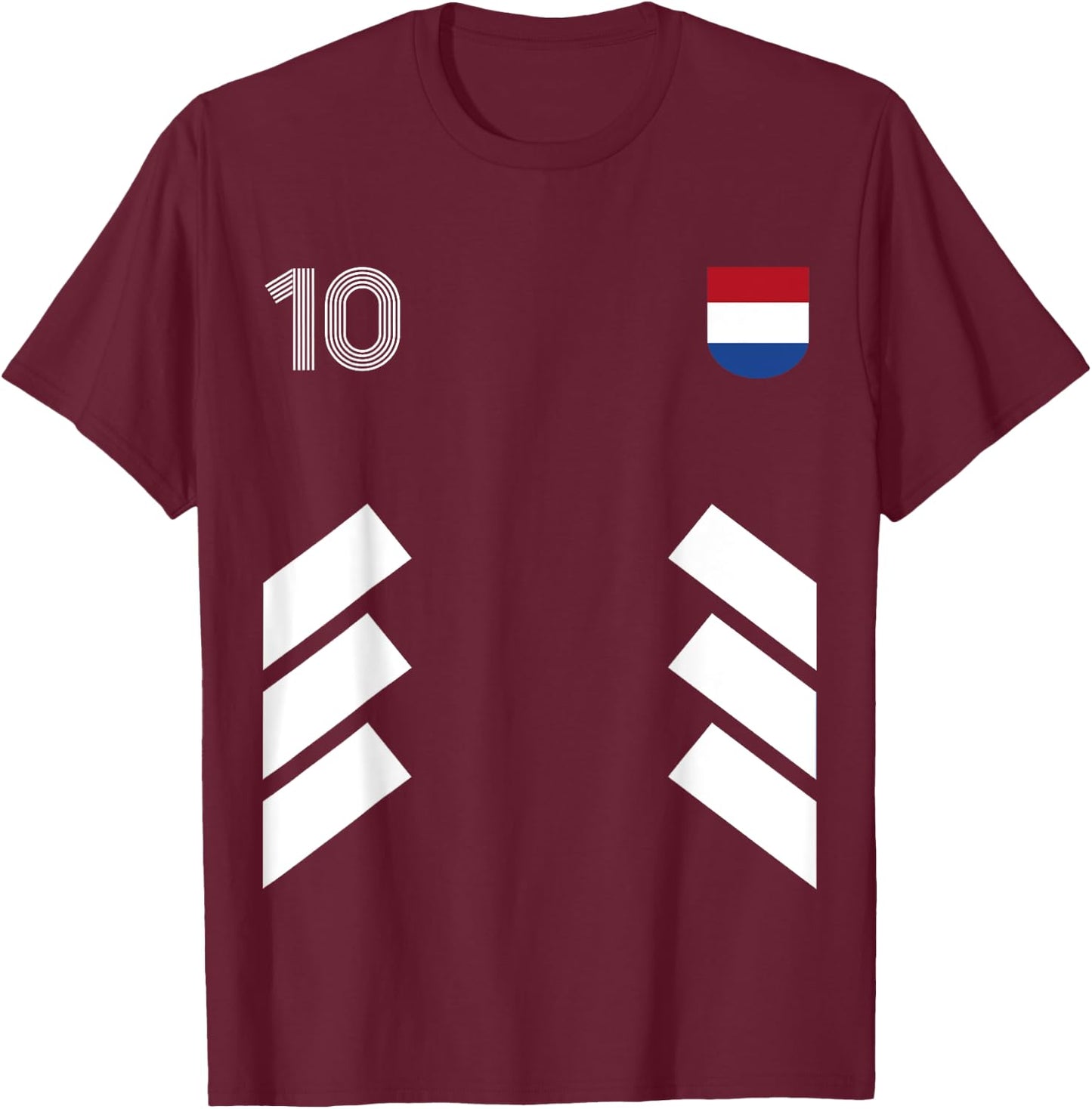 Retro10 Netherlands Football Soccer Netherlands Flag T-Shirt - T-Shirt | Maroon
