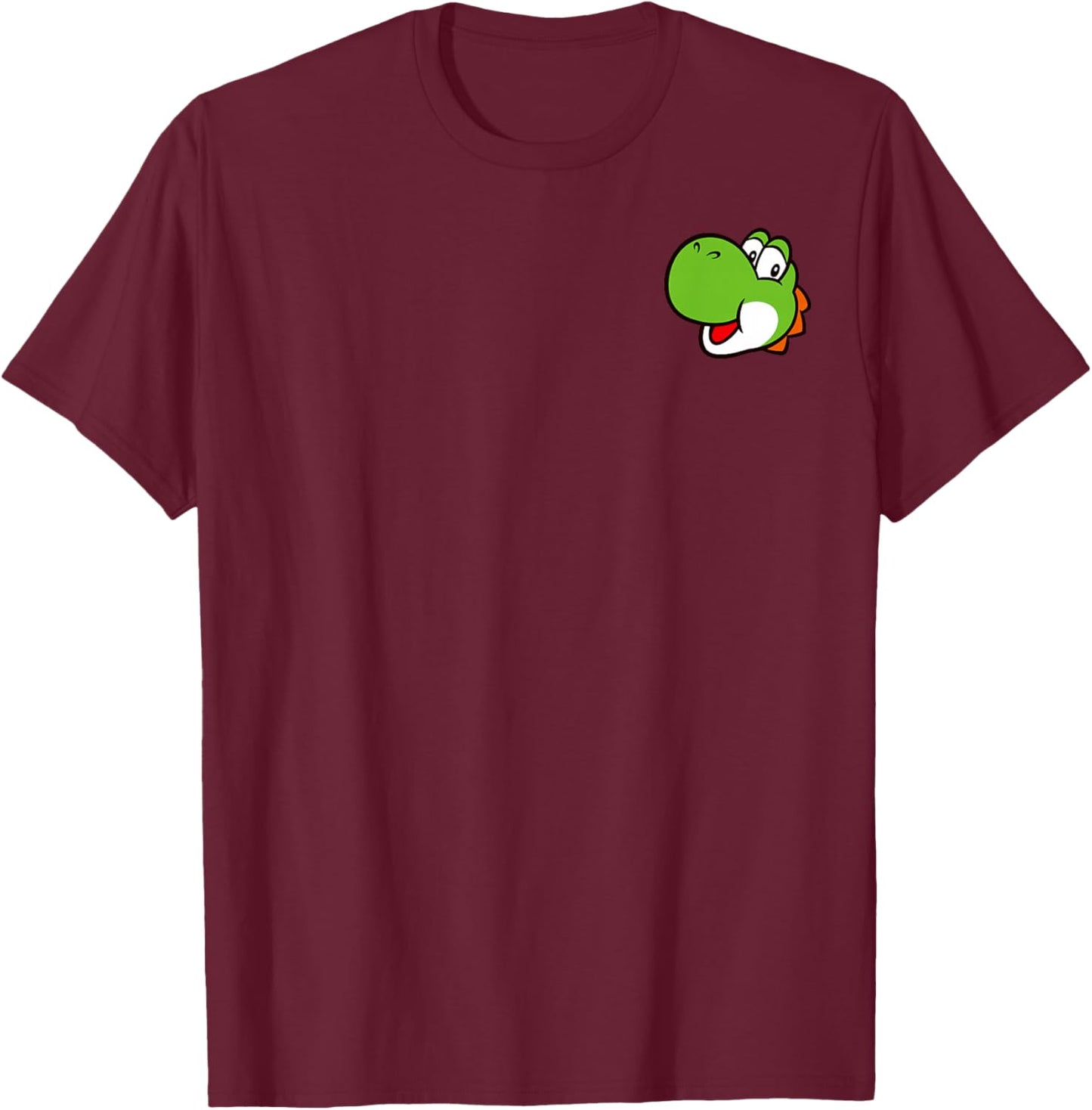 Super Mario Bros Yoshi Left Chest Portrait T-Shirt - T-Shirt | Maroon
