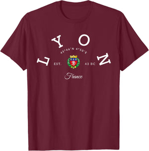 Lyon France Souvenir Lyon gift Travel To France T-Shirt - T-Shirt | Maroon