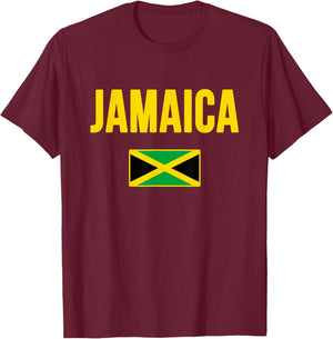 Jamaica Flag Graphic Yellow Green Black Pride T-Shirt - T-Shirt | Maroon