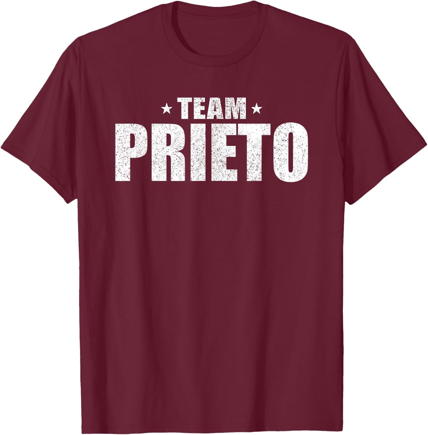 Prieto Surname Team Costume Retro Hispanic Spanish Family T-Shirt - T-Shirt | Maroon