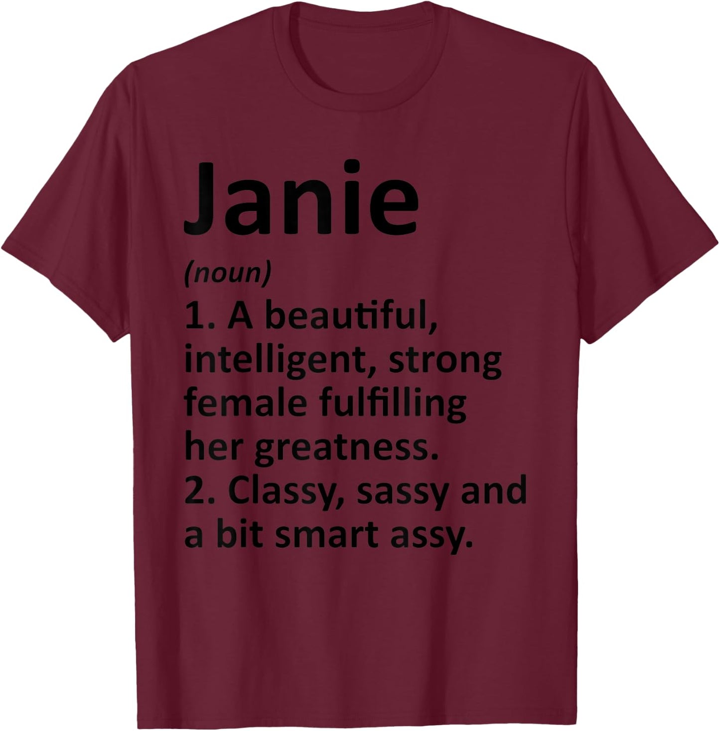 JANIE Definition Personalized Name Funny Christmas Gift T-Shirt - T-Shirt | Maroon
