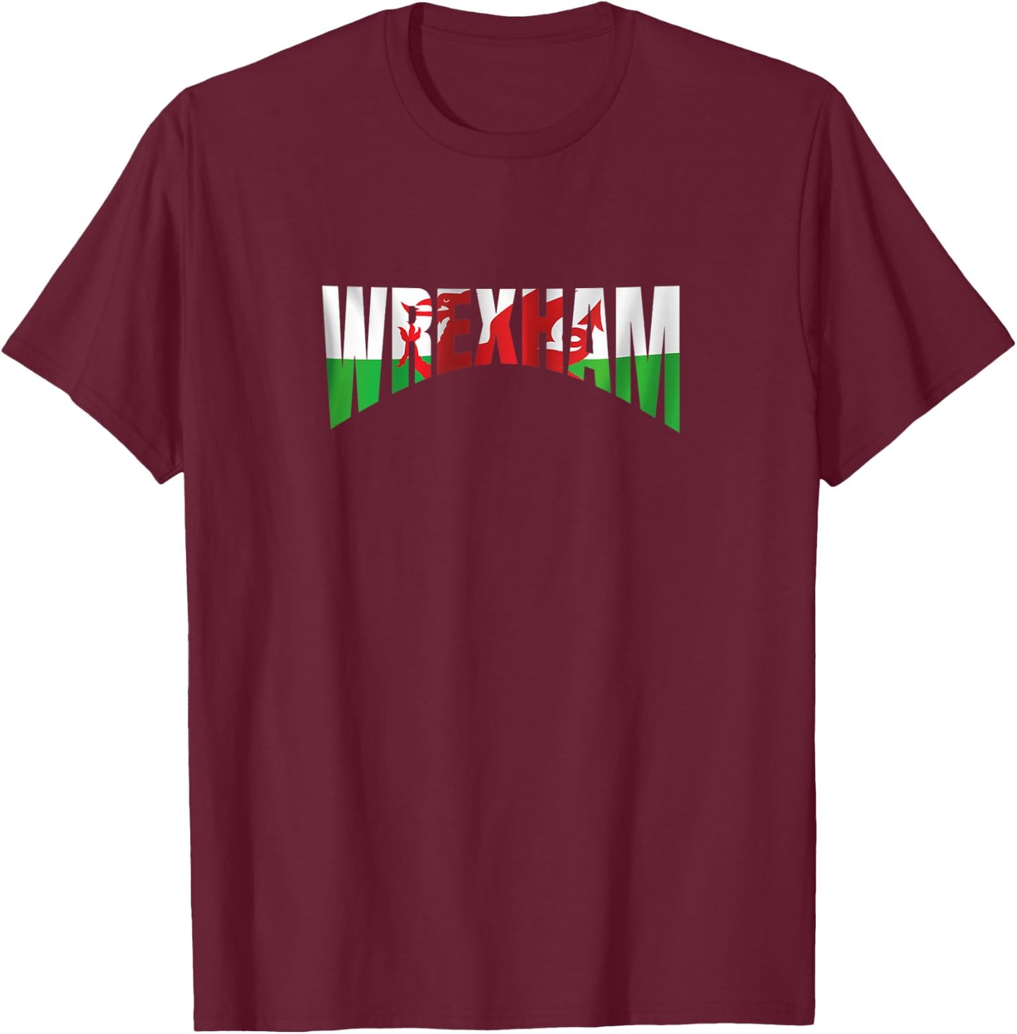 Wrexham Apparel Merchandise Wales Flag Welsh Dragon T-Shirt - T-Shirt | Maroon