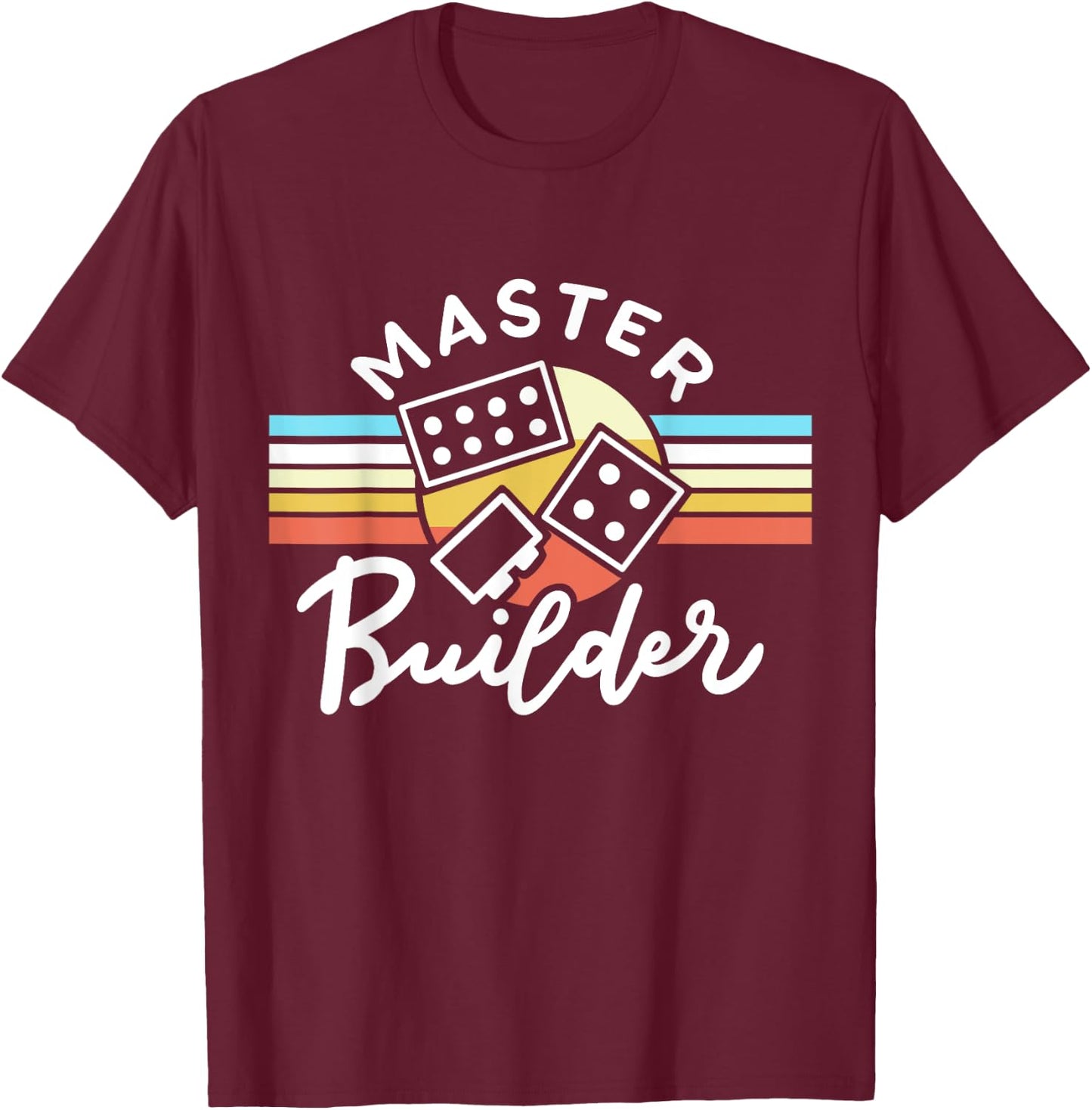 Retro Vintage Master Builder Building Blocks Men Women Kids T-Shirt - T-Shirt | Maroon