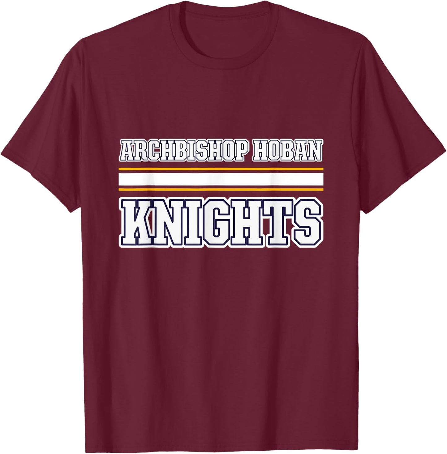 Archbishop Hoban Knights Horizontal Stripes T-Shirt - T-Shirt | Maroon