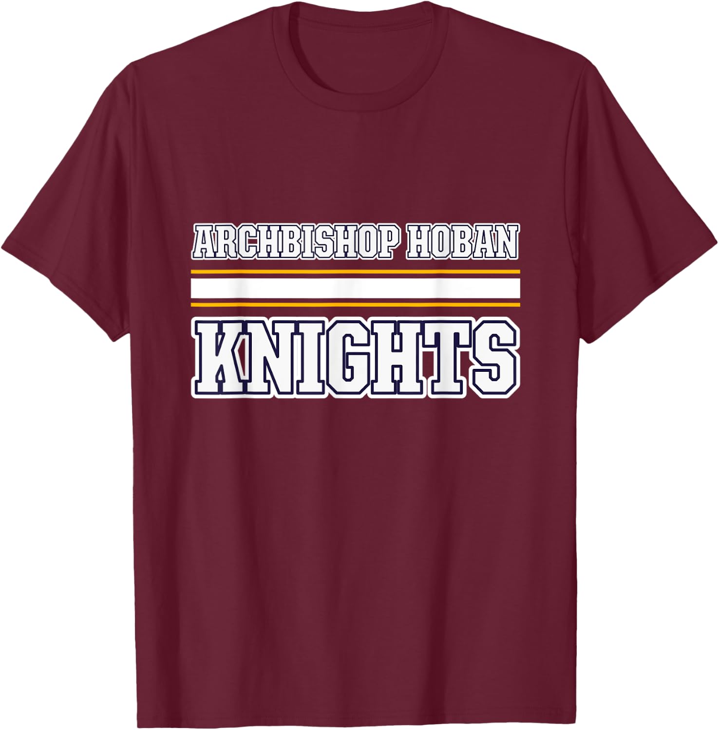 Archbishop Hoban Knights Horizontal Stripes T-Shirt - T-Shirt | Maroon