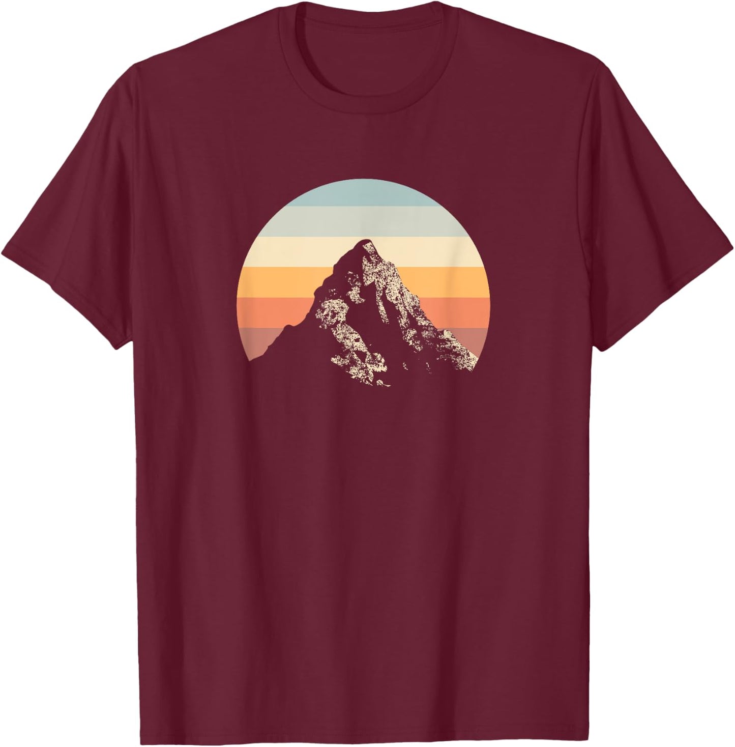 Mountain Sunset Circle Rainbow Outdoor Nature T-Shirt - T-Shirt | Maroon