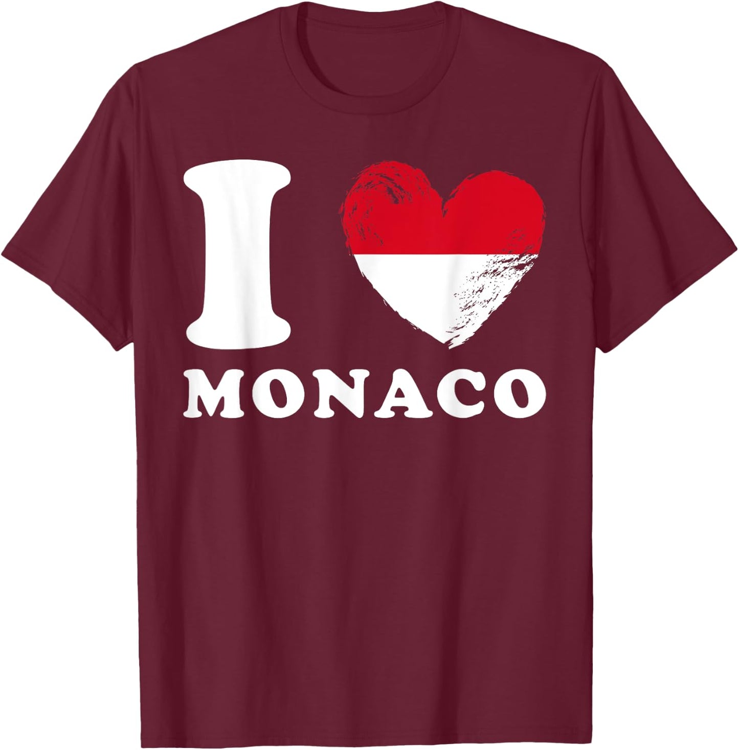 I Love Monaco - Heart Flag Monaco T-Shirt - T-Shirt | Maroon