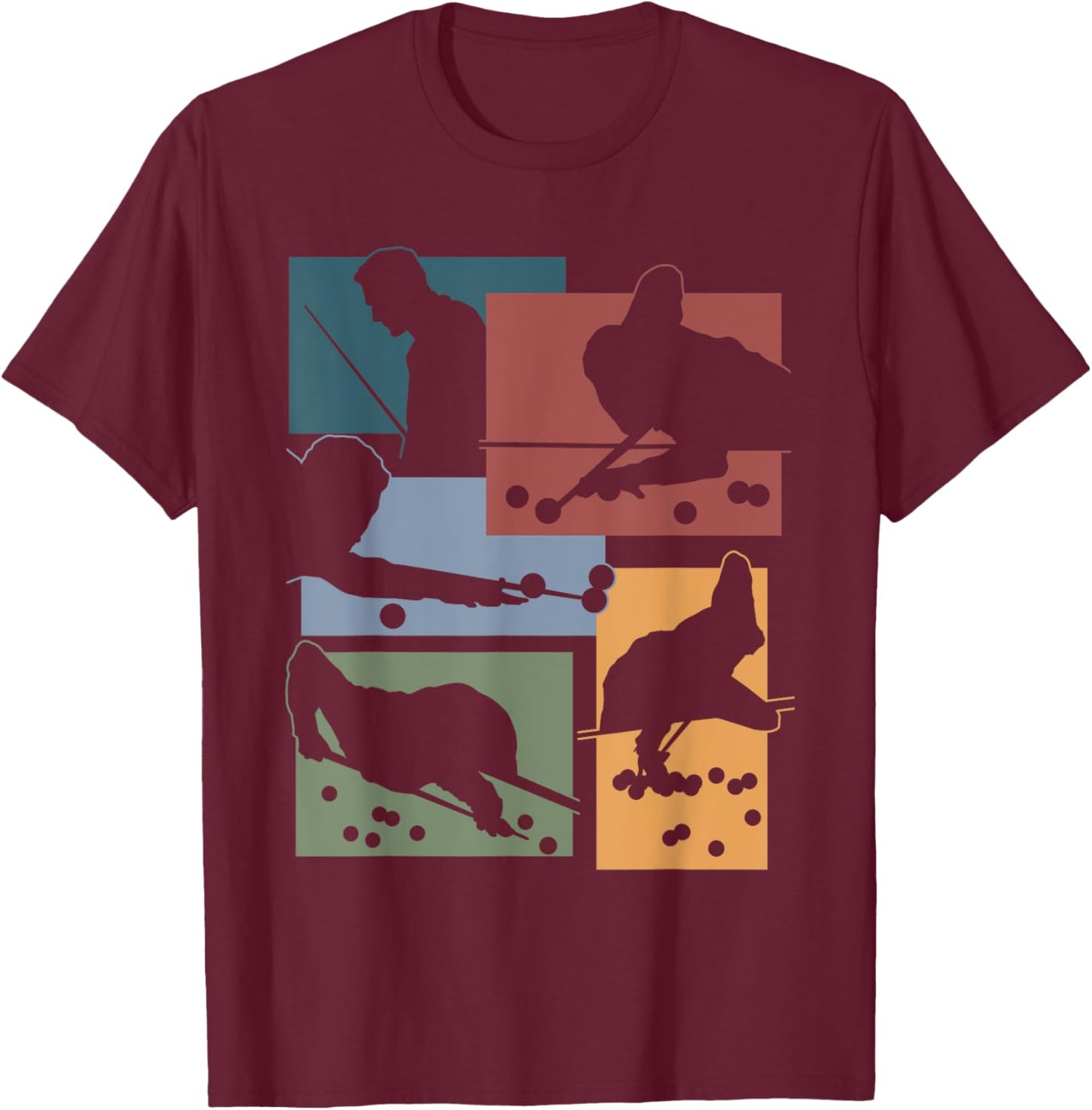 Funny Snooker Billiard Player Eight Ball Design Pool Player T-Shirt - T-Shirt | Maroon
