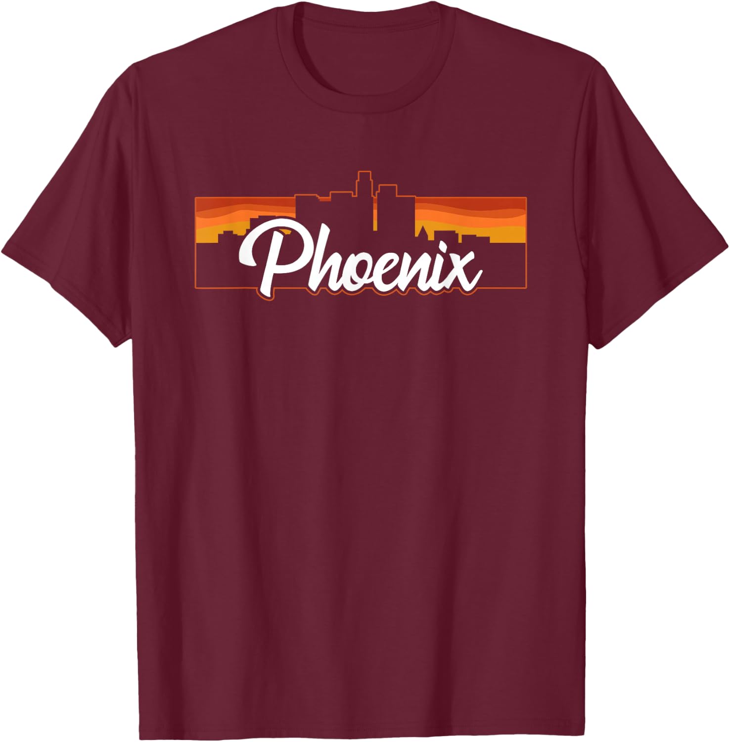 Vintage Style Retro Phoenix Arizona Sunset Skyline T-Shirt - T-Shirt | Maroon