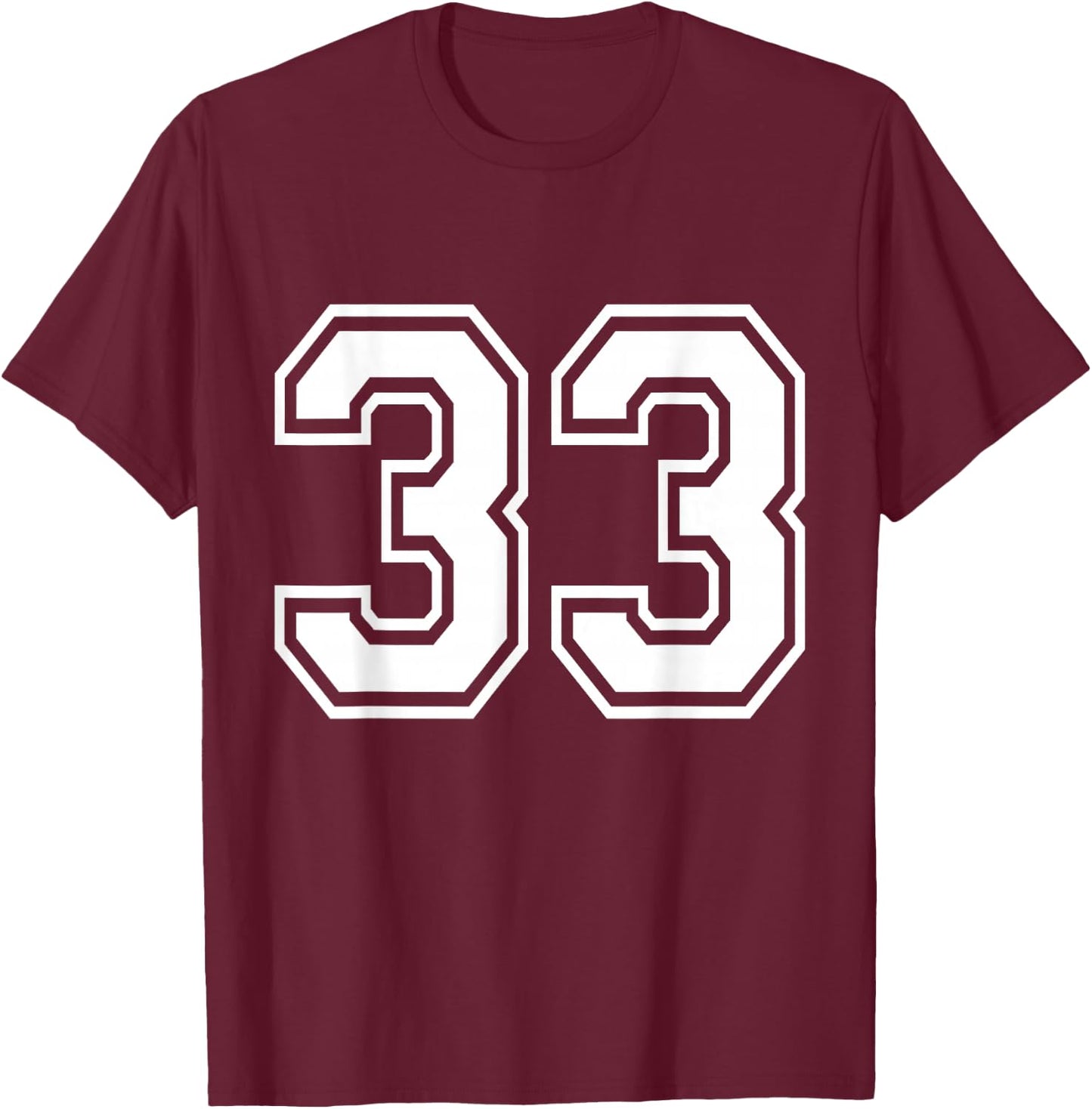 Number 33 Varsity Sports Team Jersey 33rd Birthday 33 Years T-Shirt - T-Shirt | Maroon