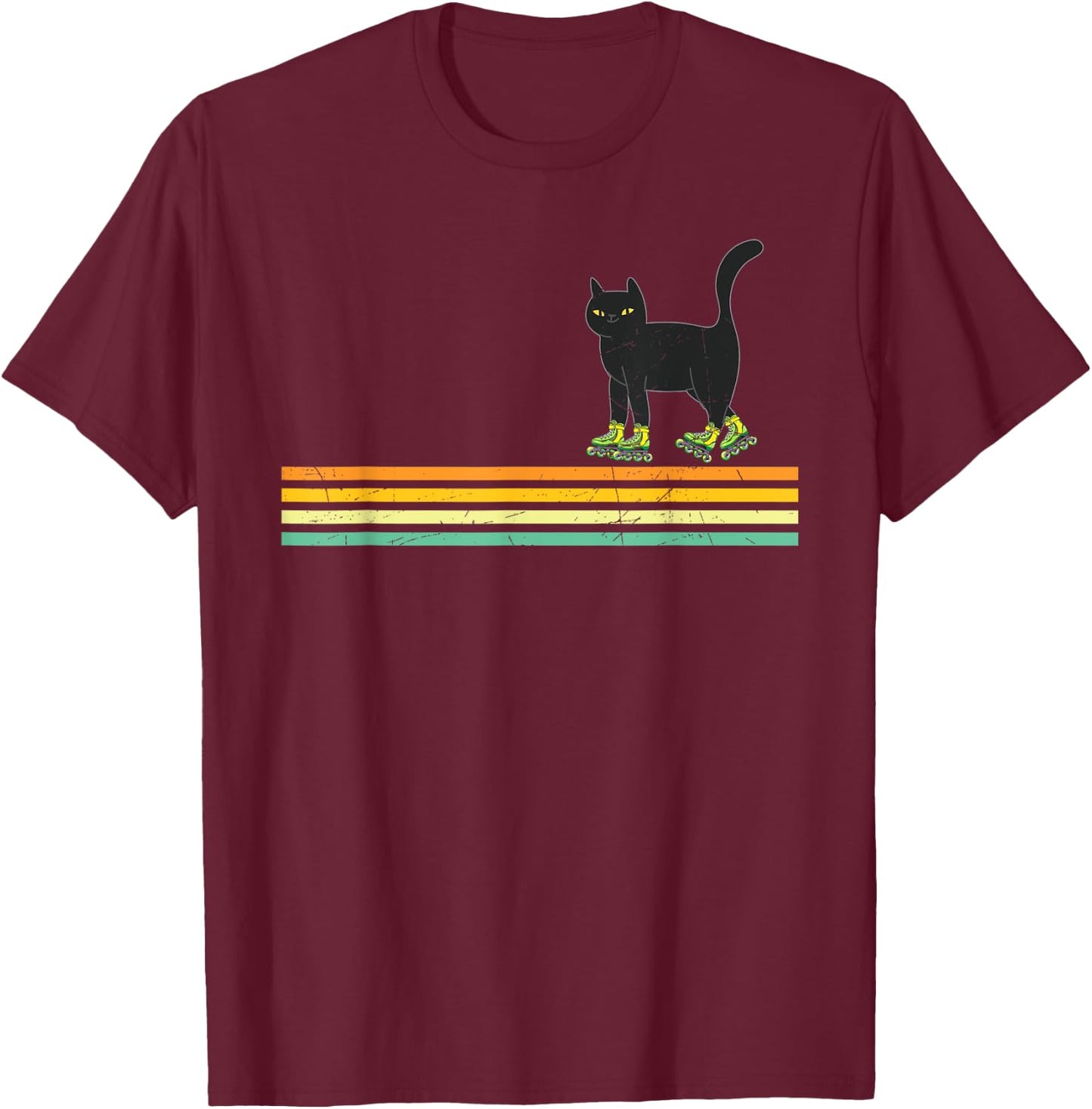 Retro Roller Skating Cats Derby Skater Girls T-Shirt - T-Shirt | Maroon