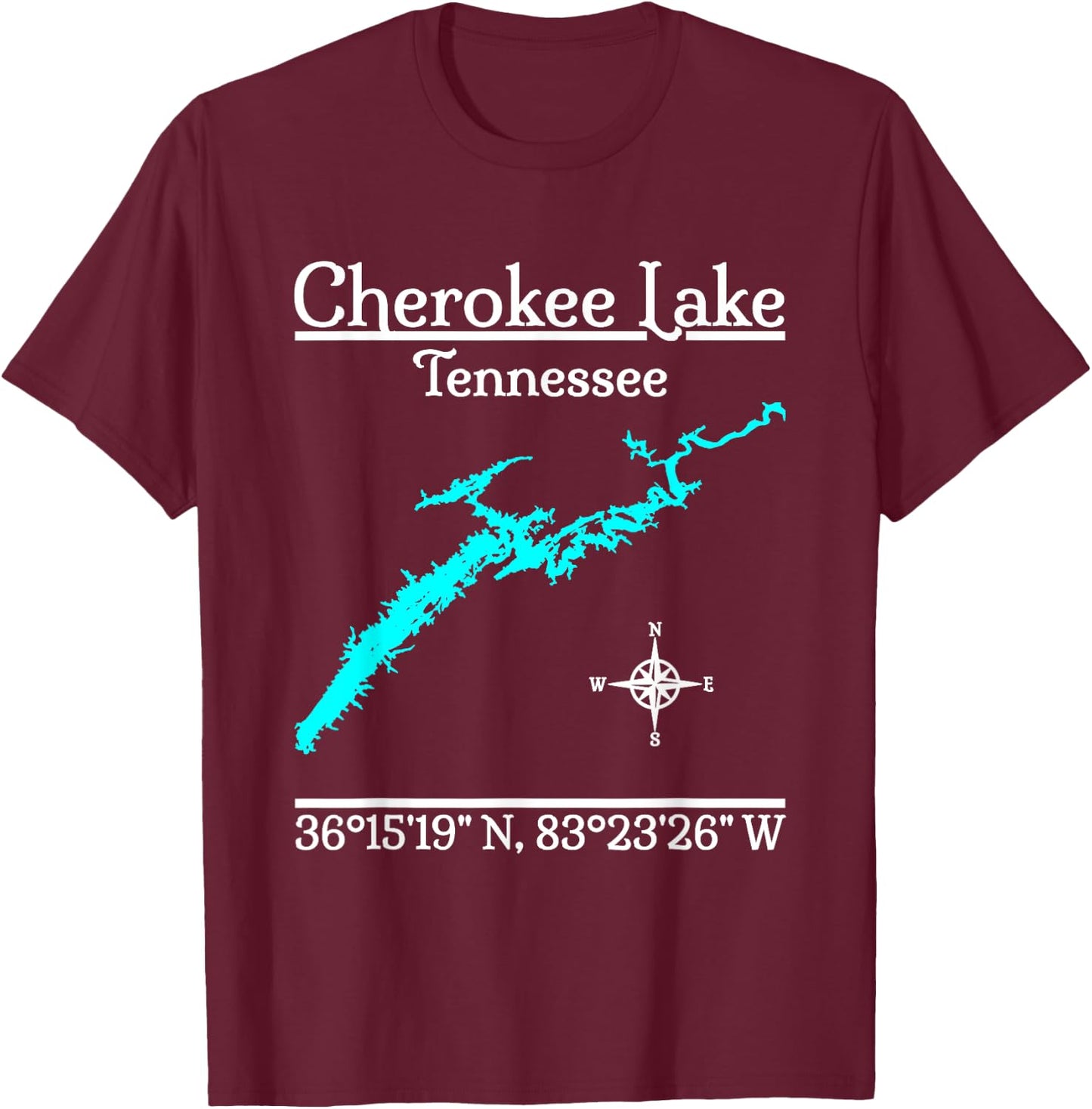 Cherokee Lake - Tennessee T-Shirt - T-Shirt | Maroon