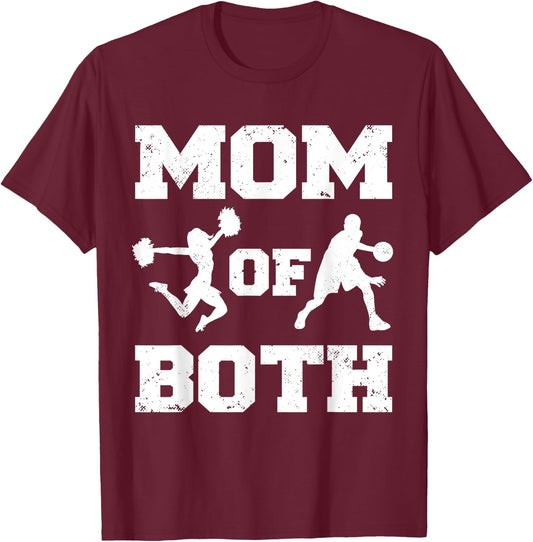 Mom Of Both Funny Basketball Cheer Mom T-Shirt - T-Shirt | Maroon