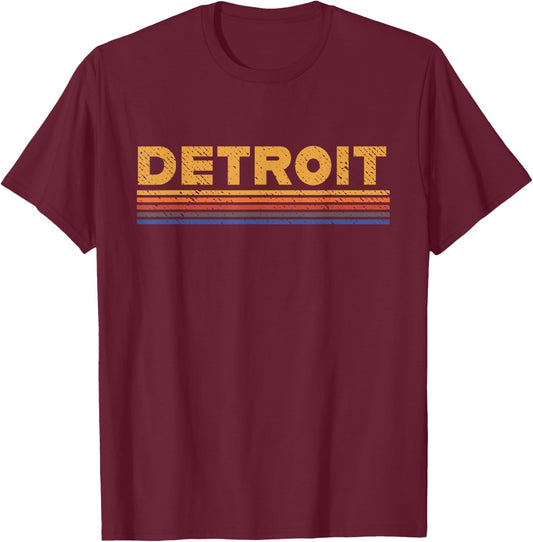 Detroit 313 Retro Style T-Shirt - T-Shirt | Maroon