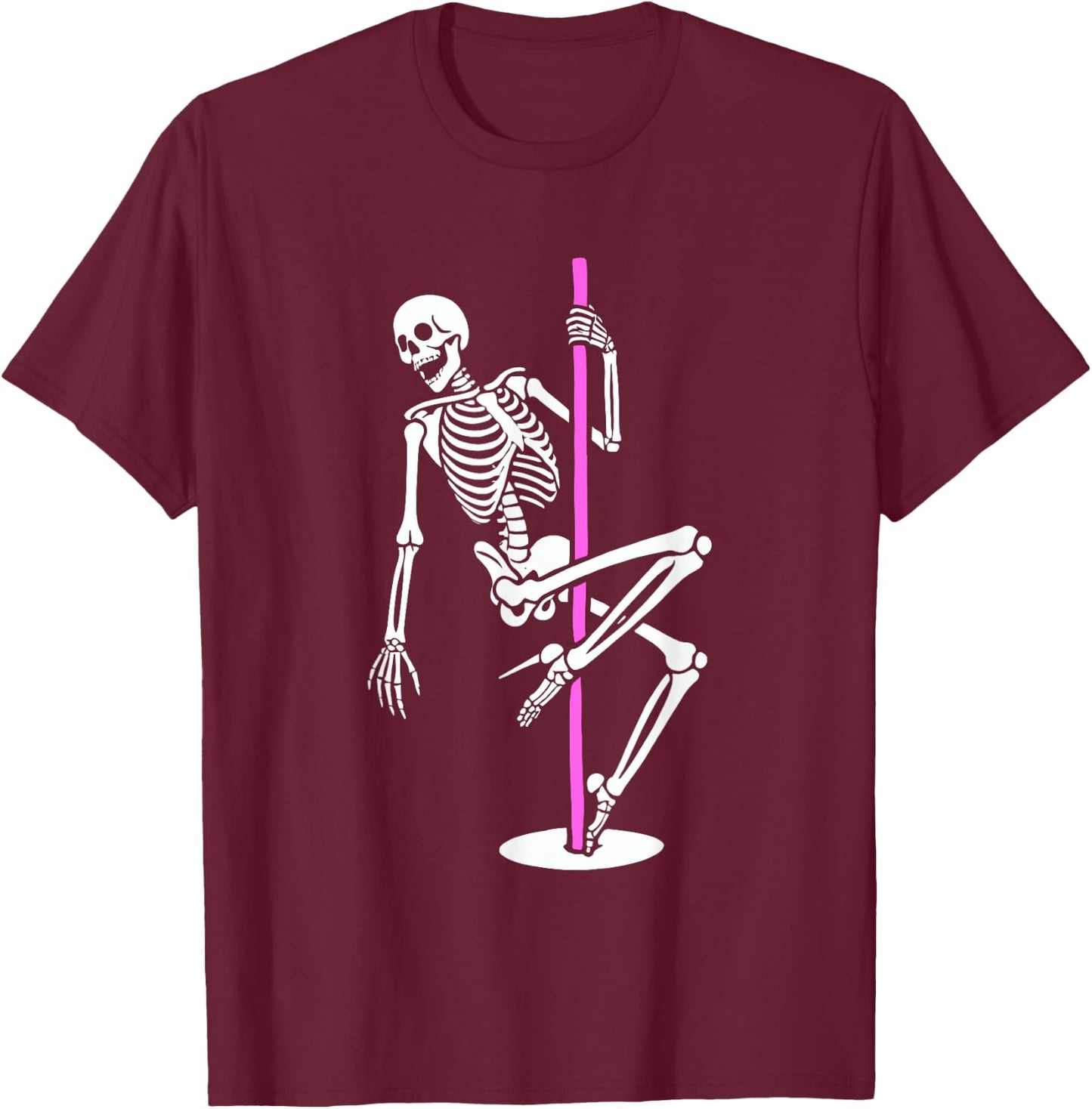 Skeleton Pole Dancer Dancing Dance T-Shirt - T-Shirt | Maroon