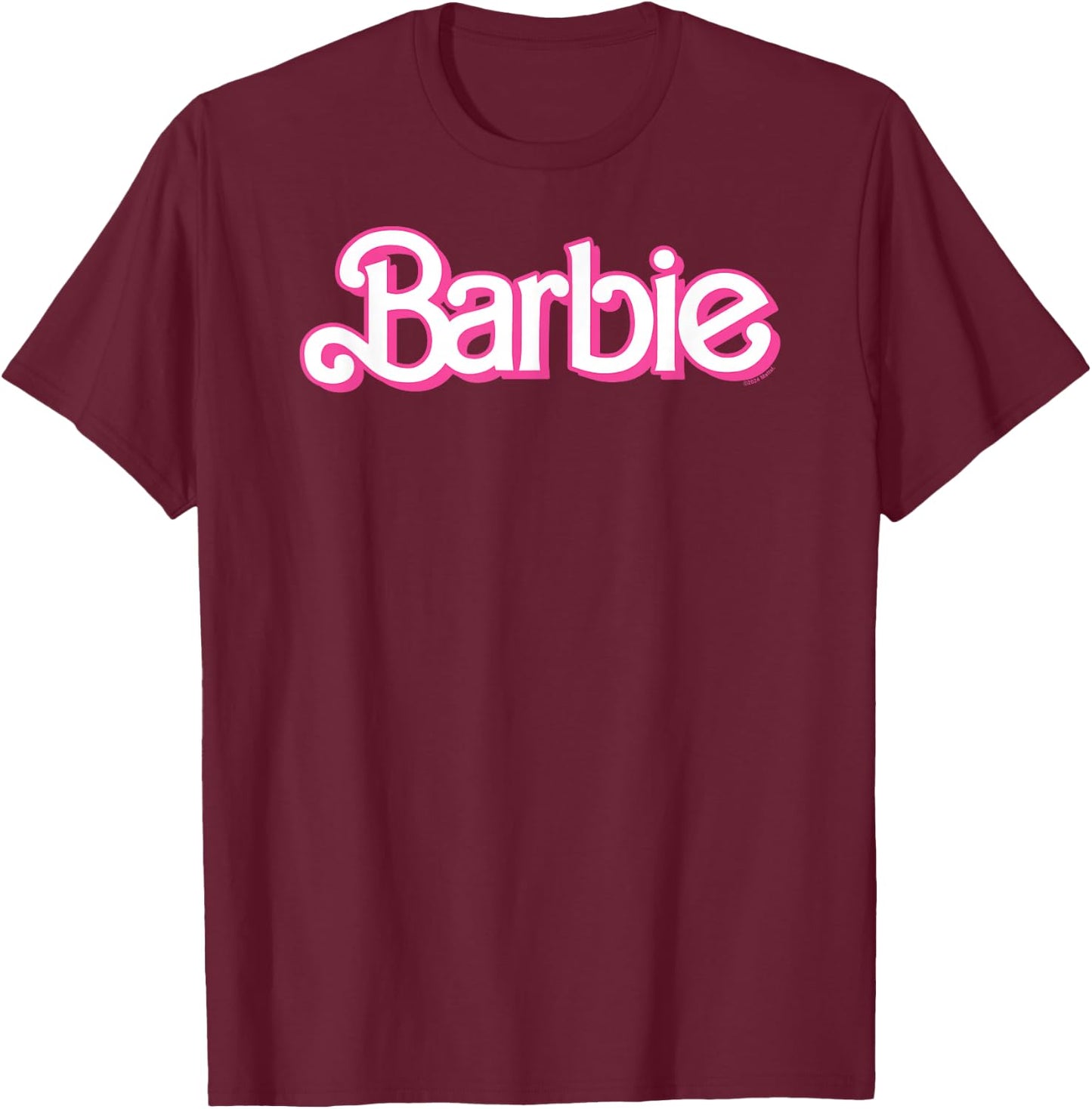 Barbie Retro Pink and White Logo T-Shirt - T-Shirt | Maroon