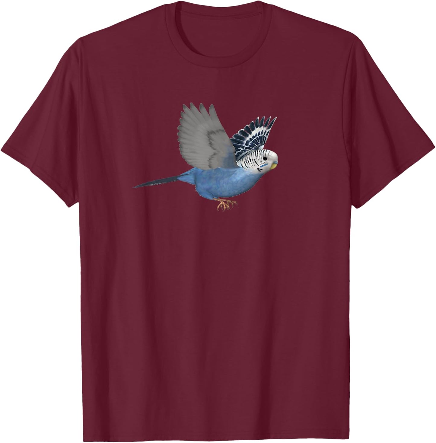 Flying Budgerigar Blue Budgie Parakeet Pet Bird Lover Gift T-Shirt - T-Shirt | Maroon