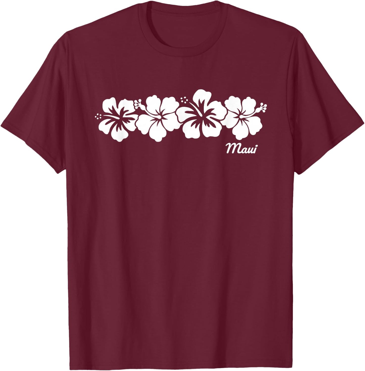 Maui Hawaii Hibiscus Flower Vacation Souvenir T-Shirt - T-Shirt | Maroon