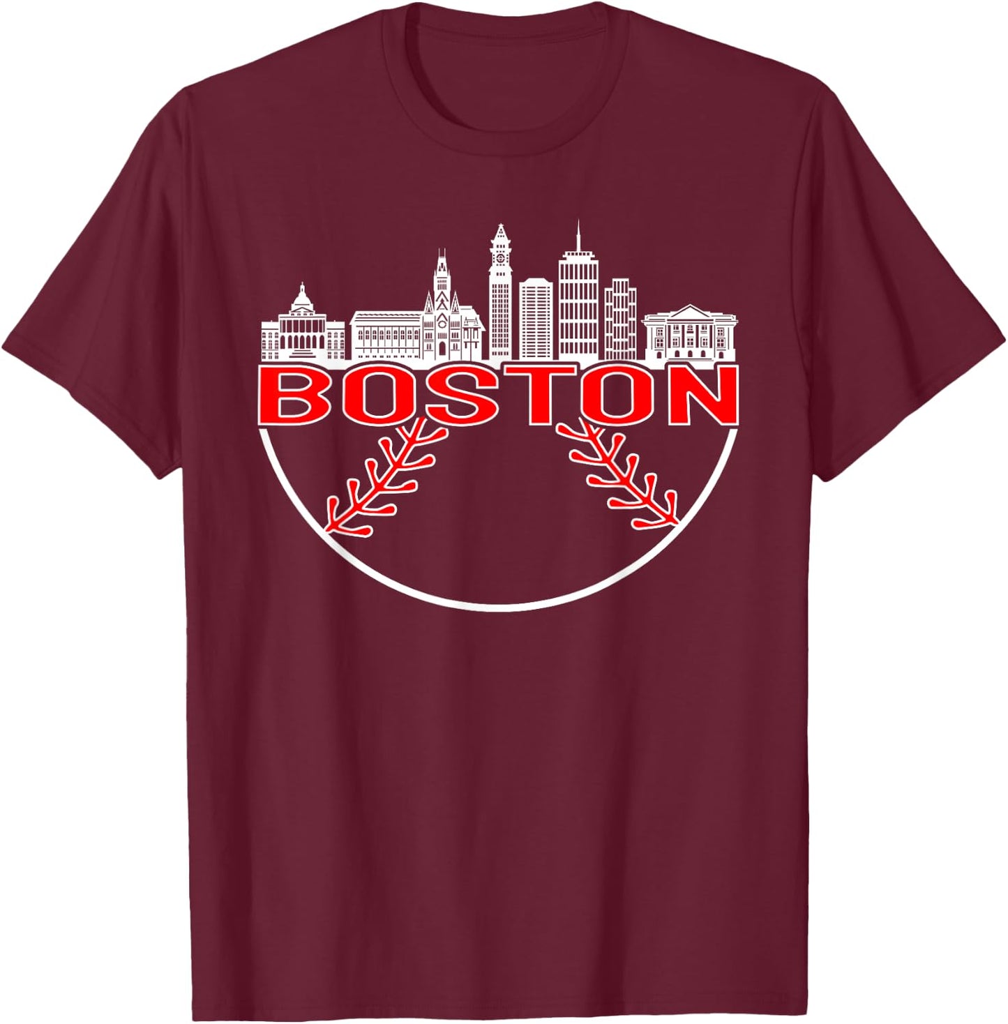 Vintage Style Boston Baseball T-Shirt - T-Shirt | Maroon