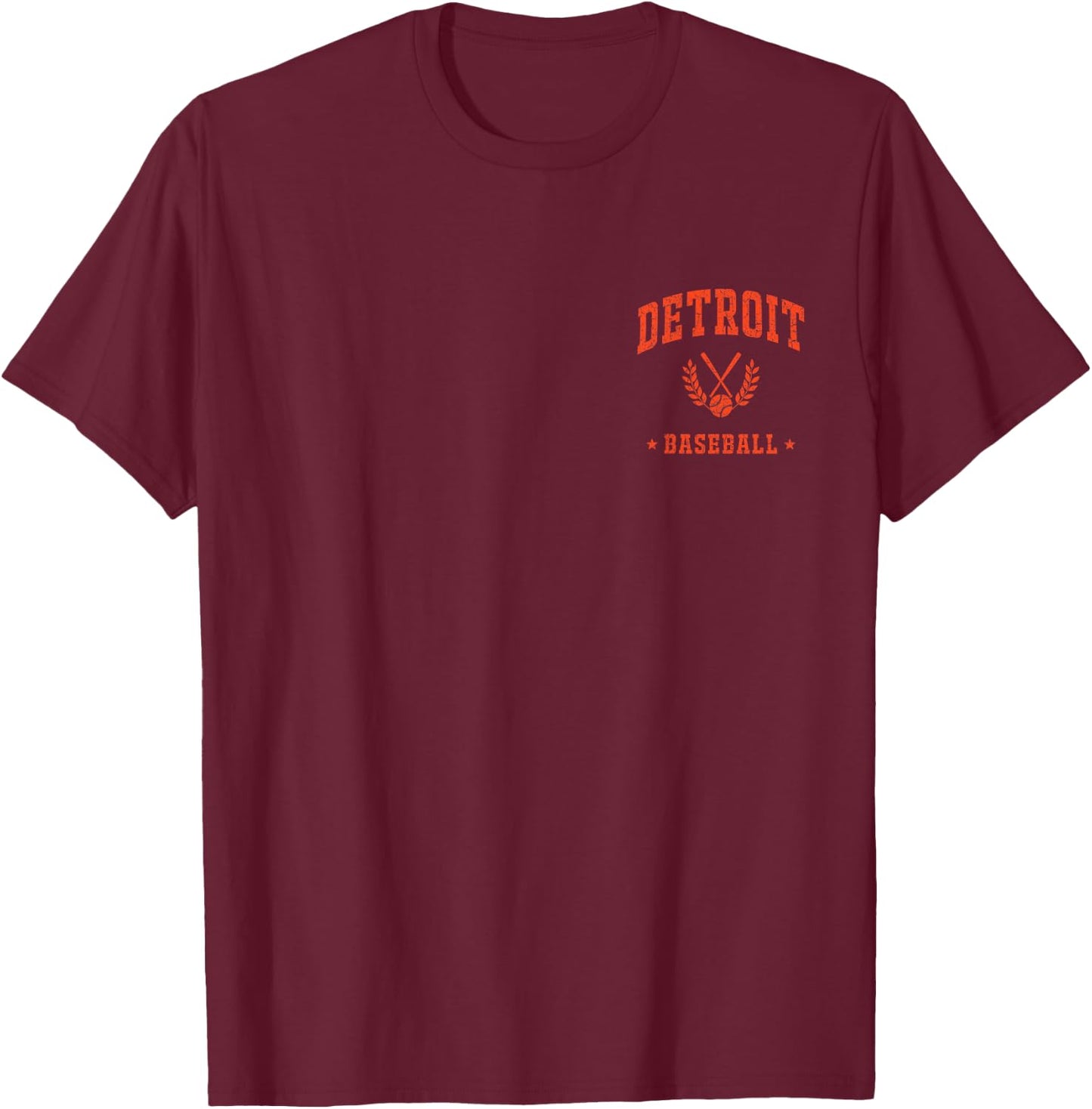 Detroit Baseball Vintage Gameday Retro Baseball Lover T-Shirt - T-Shirt | Maroon