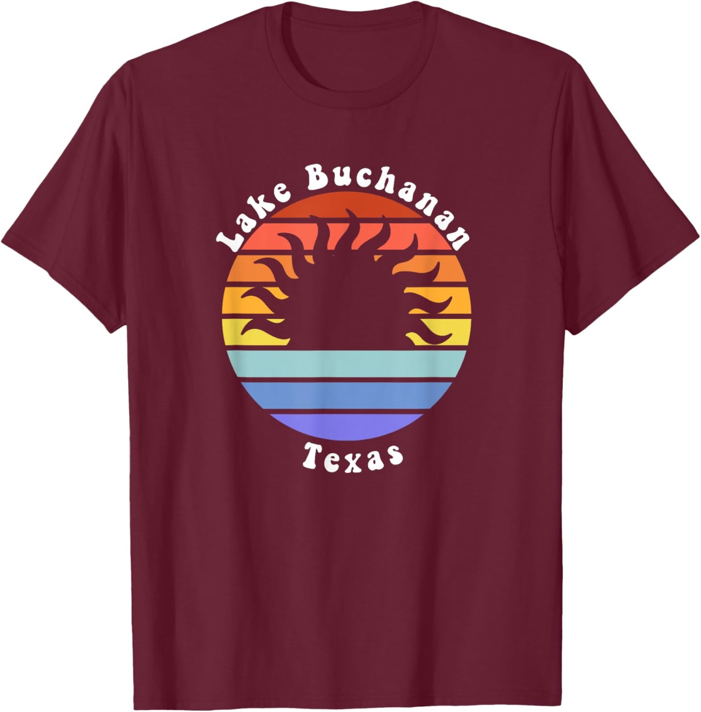Lake Buchanan Texas TX Sunrise and Sunset Souvenir Vacation T-Shirt - T-Shirt | Maroon