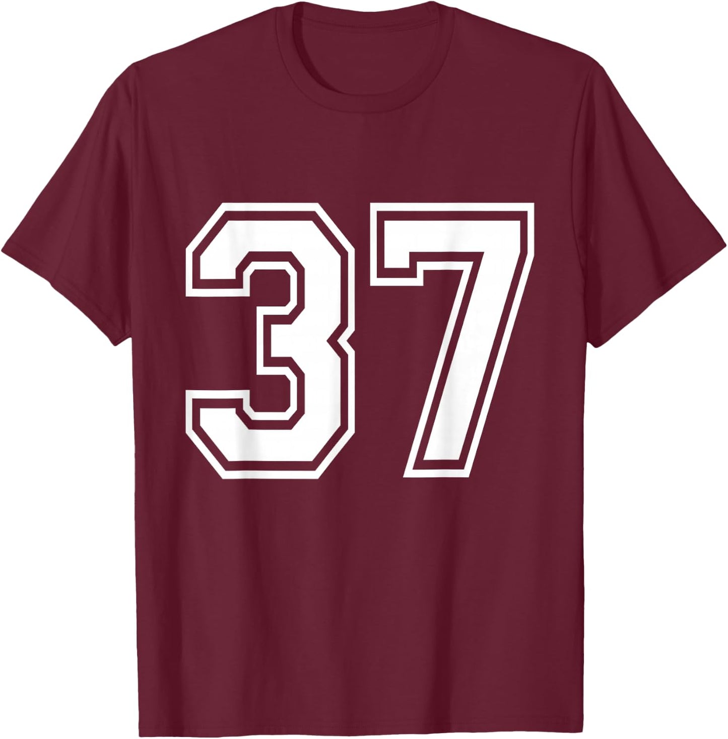 Number 37 Front + Back Varsity Sports Team 37th Birthday T-Shirt - T-Shirt | Maroon