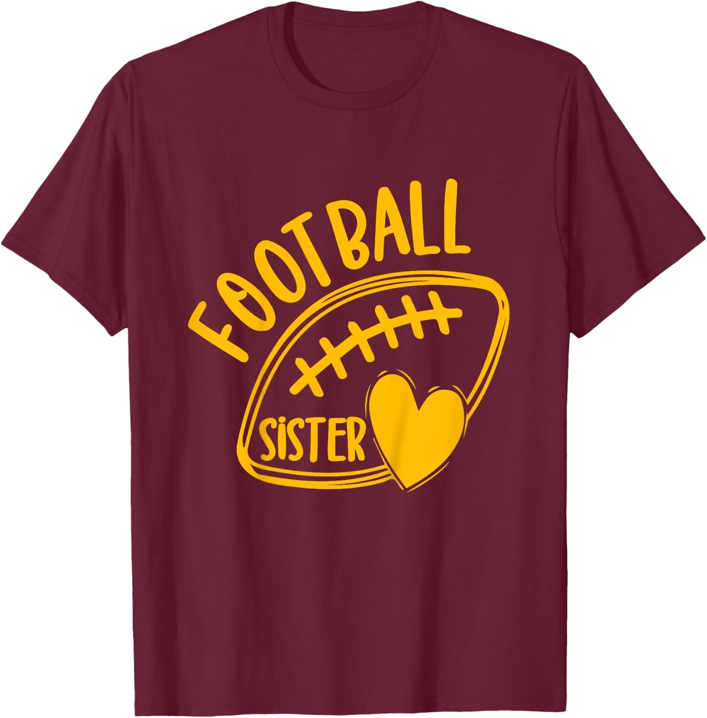 Kids Girls Game Day Blue and Yellow High School Football Sister T-Shirt - T-Shirt | Maroon