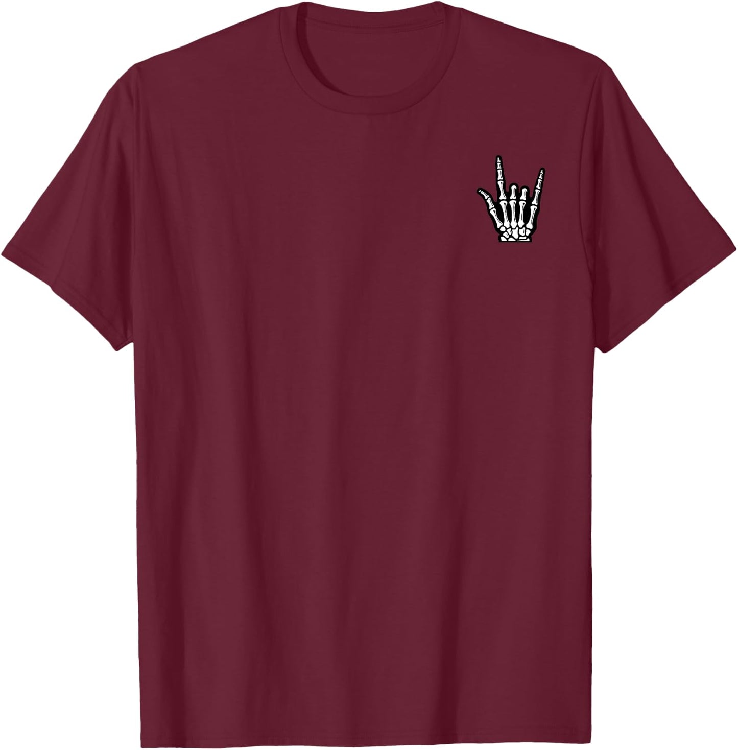 Funny Punk Rock Skeleton Cool Rocker Halloween Men Women Kid T-Shirt - T-Shirt | Maroon