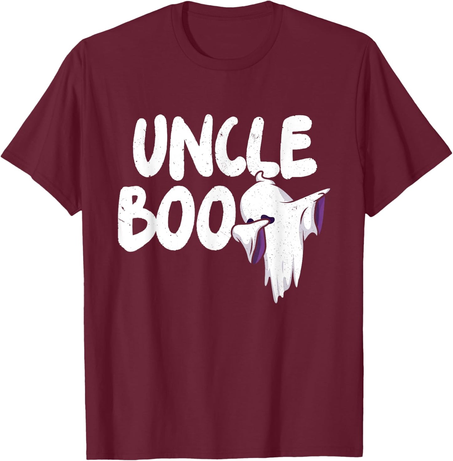 Uncle Boo Ghost Halloween Family Matching Spooky Dad Grandpa T-Shirt - T-Shirt | Maroon