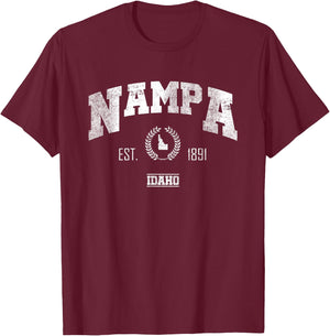 Nampa ID | Idaho | Vintage Throwback T-Shirt - T-Shirt | Maroon